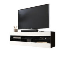 LOWBOARD TIVOLI RTV 140, Weiss - Schwarz/Weiß, Glas/Holzwerkstoff (140/40.5/35.5cm) - Komodee