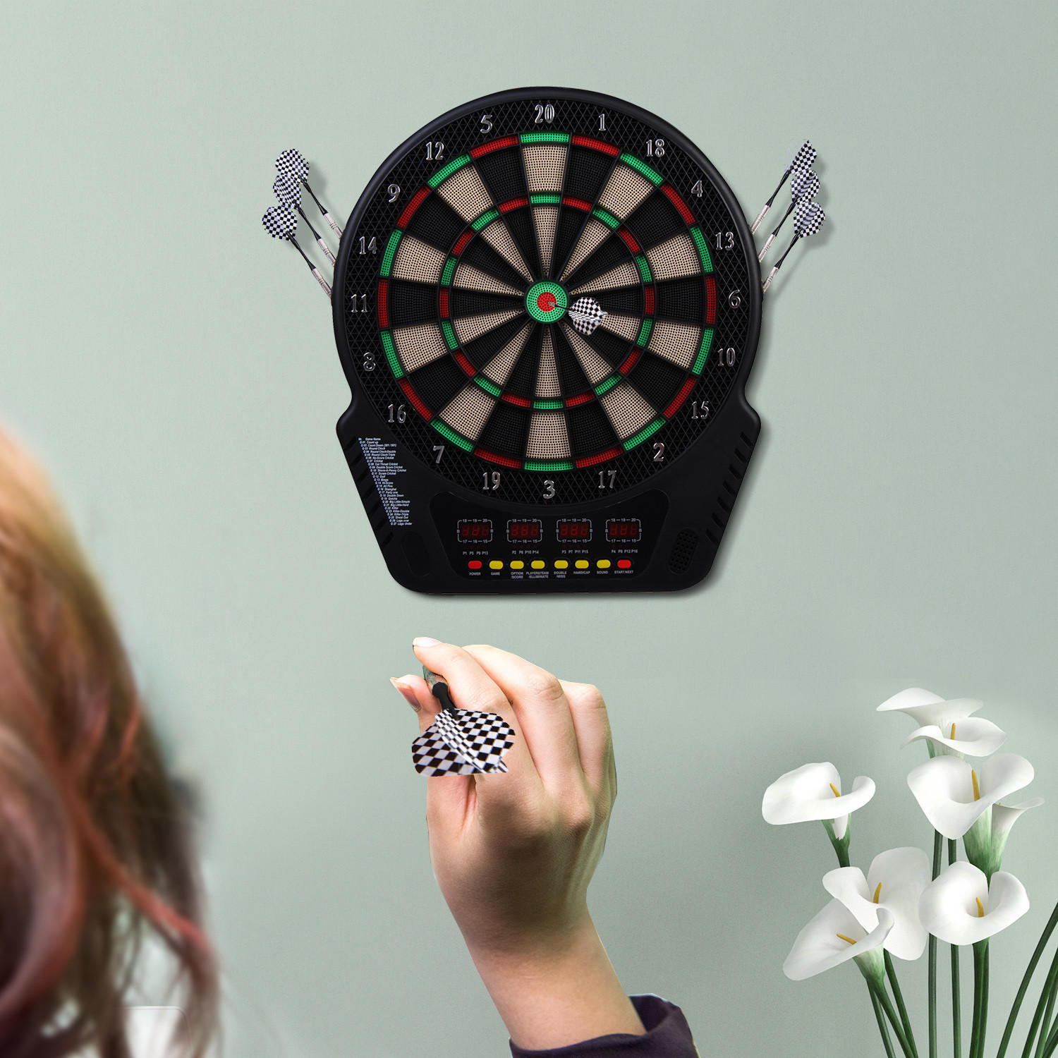 ELEKTRONISCHE Dartscheibe - Schwarz, Kunststoff (51.5/3.2/44cm) - HOMCOM