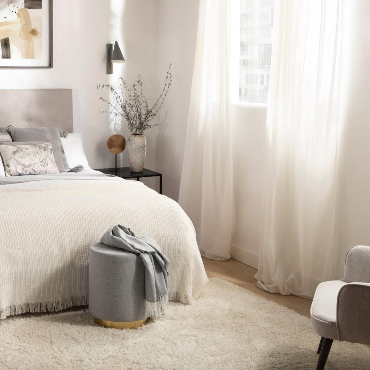 POUF Fani Grau 36 cm x 40 cm - Grau, Textil (36/40/36cm)