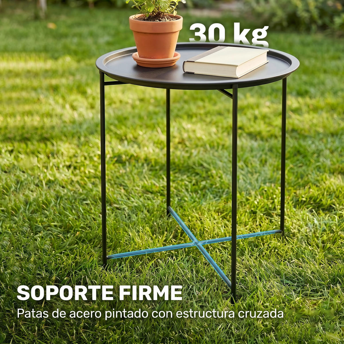 GARTENTISCH,SCHWARZ,1 Stück - Schwarz, Naturmaterialien (46/46/50cm) - GiPP