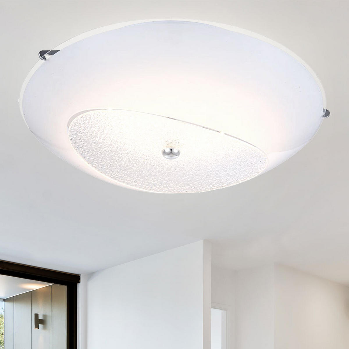 LED DECKENLEUCHTE KESSY Kristalloptik Weiß - Weiß, Glas (40/40/10cm) - Globo Lighting