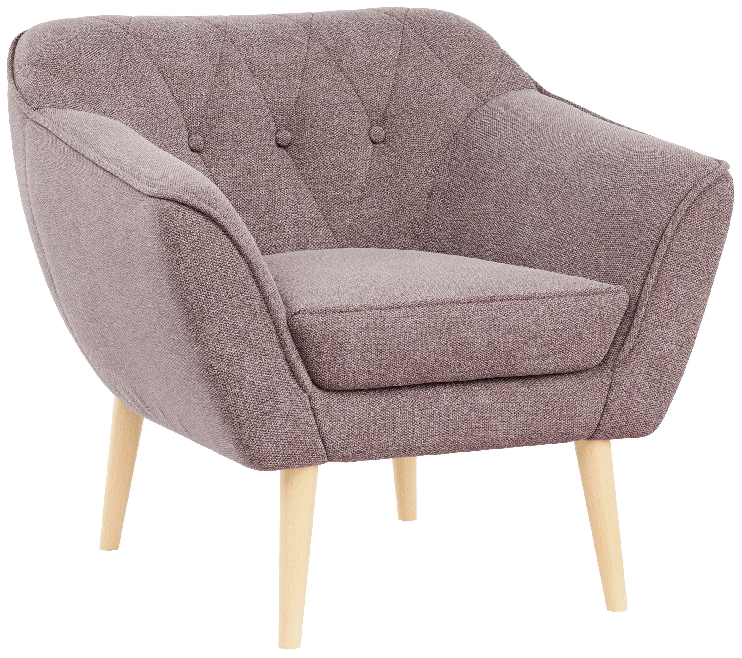 SESSEL Pirs 1 Sitzer Strukture Rosa - Rosa/Braun, Holz/Textil (80/75/74cm) - MKS
