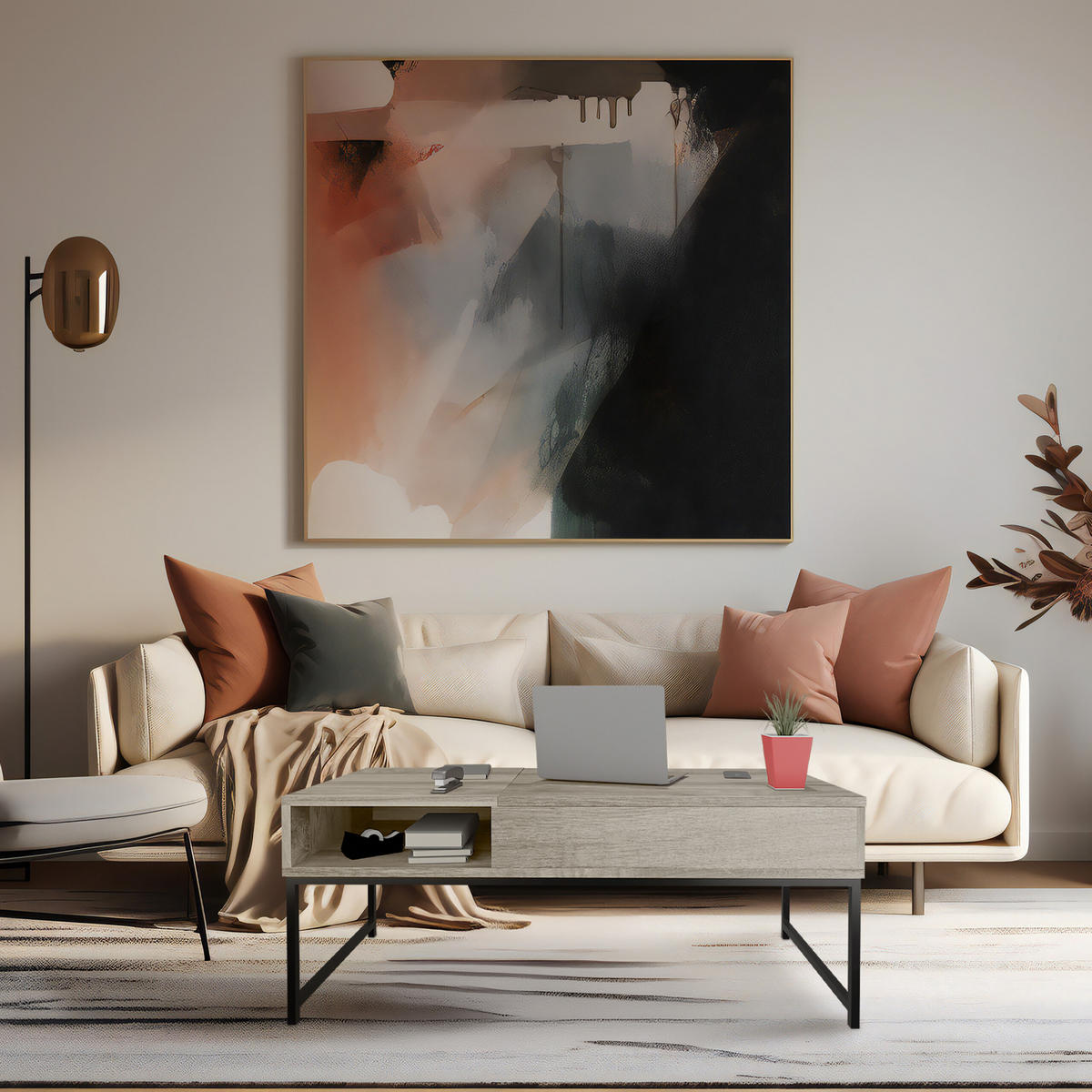 COUCHTISCH - Schwarz, Metall (50/110/56cm) - Relaxdays