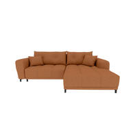 ECKSOFA Massimo Strukturstoff Rostfarben inkl. Schlaffunktion Rechts - Rostfarben/Schwarz, Textil/Metall (246/177cm) - 99rooms
