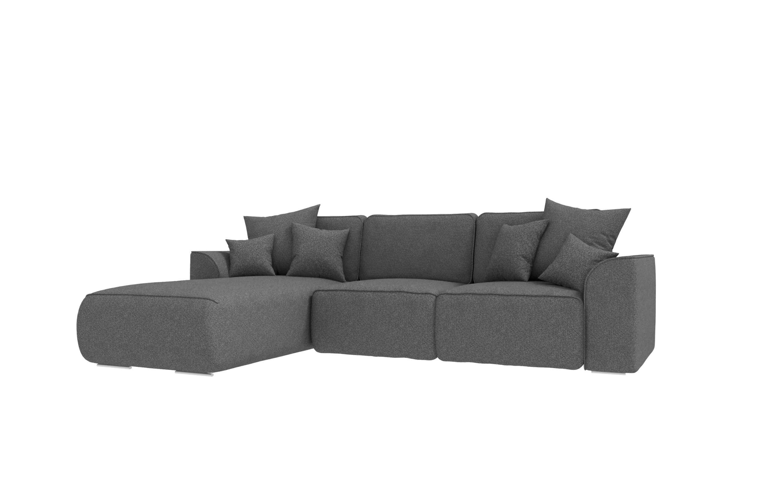 ECKSOFA GUSTO Strukturstoff Anthrazit Links inkl. Schlaffunktion - Chromfarben/Anthrazit, Kunststoff/Textil (194/295cm) - 99rooms