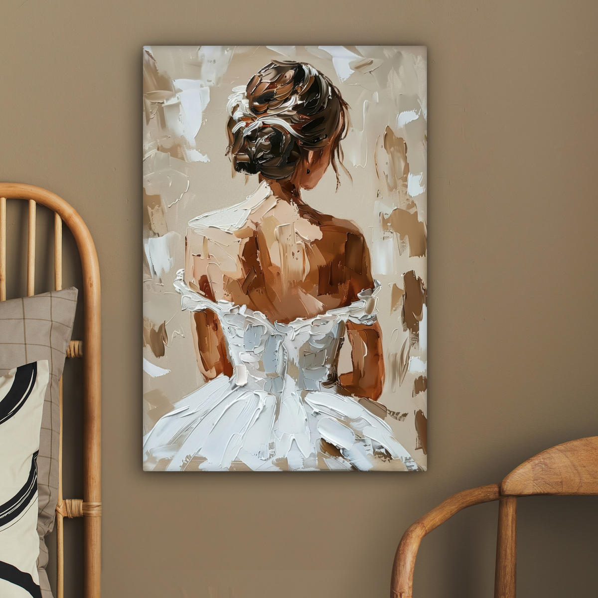 LEINWANDBILD - Frau - Farbe - Abstrakt - Beige - Modern - 60x90 - Kunstdruck - Sandfarben, Textil (60/90cm) - MuchoWow