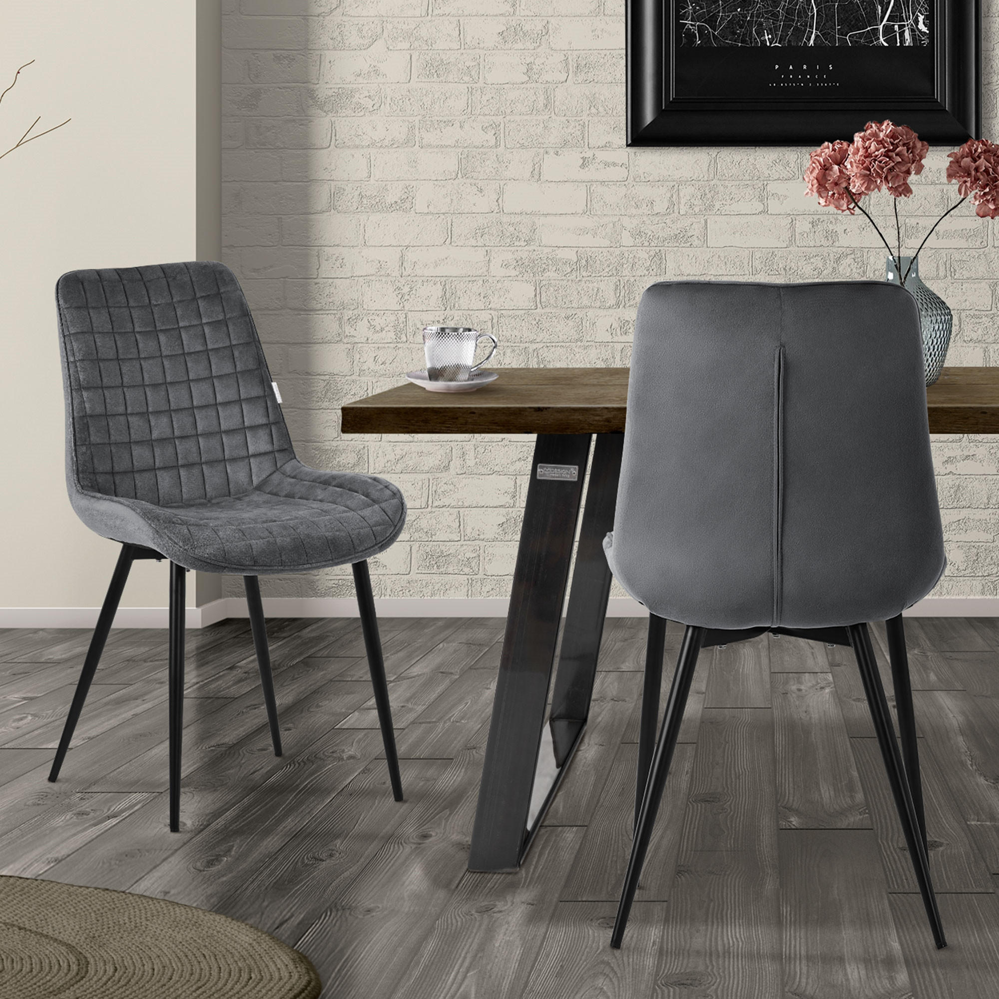 ESSZIMMERSTUHL Anthrazit 2er Set - Anthrazit, Metall (52/89/60cm) - ML-DESIGN