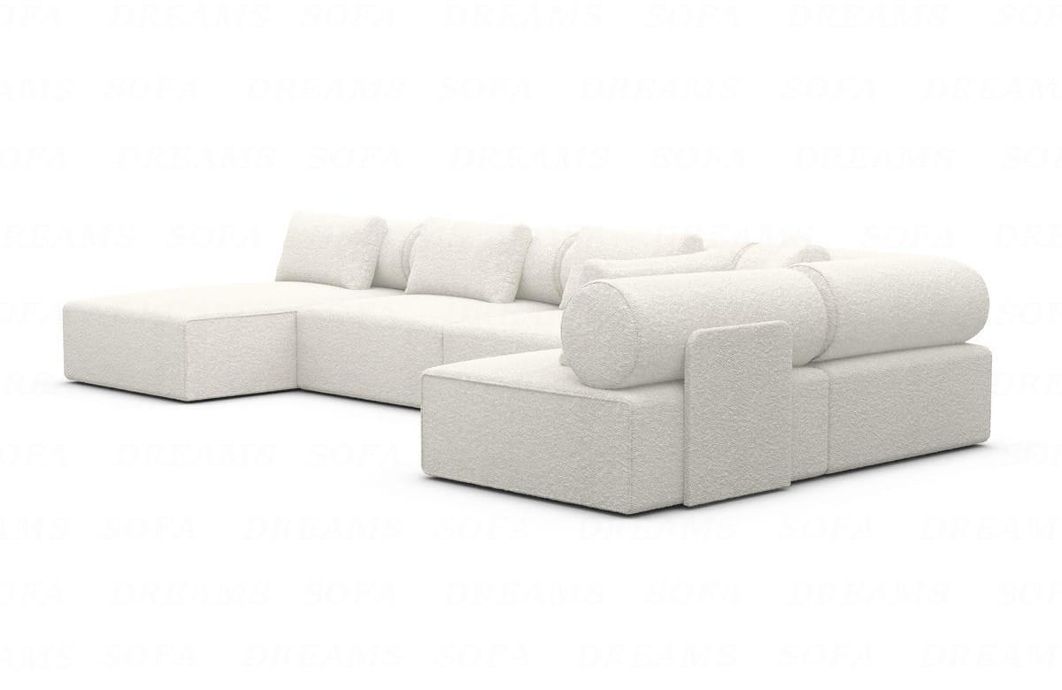 WOHNLANDSCHAFT Cipriani Weiß Boucléstoff - Weiß, Kunststoff (400/77/200cm)