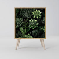 SIDEBOARD SUCCULENT JUNGLE, Eichefarben, 57,5x42x77,5 cm, Schräge Buchenholzfüße - Eichefarben/Buchefarben, Holzwerkstoff/Buchenholz (57.5/77.5/42cm) - SpaceRebels