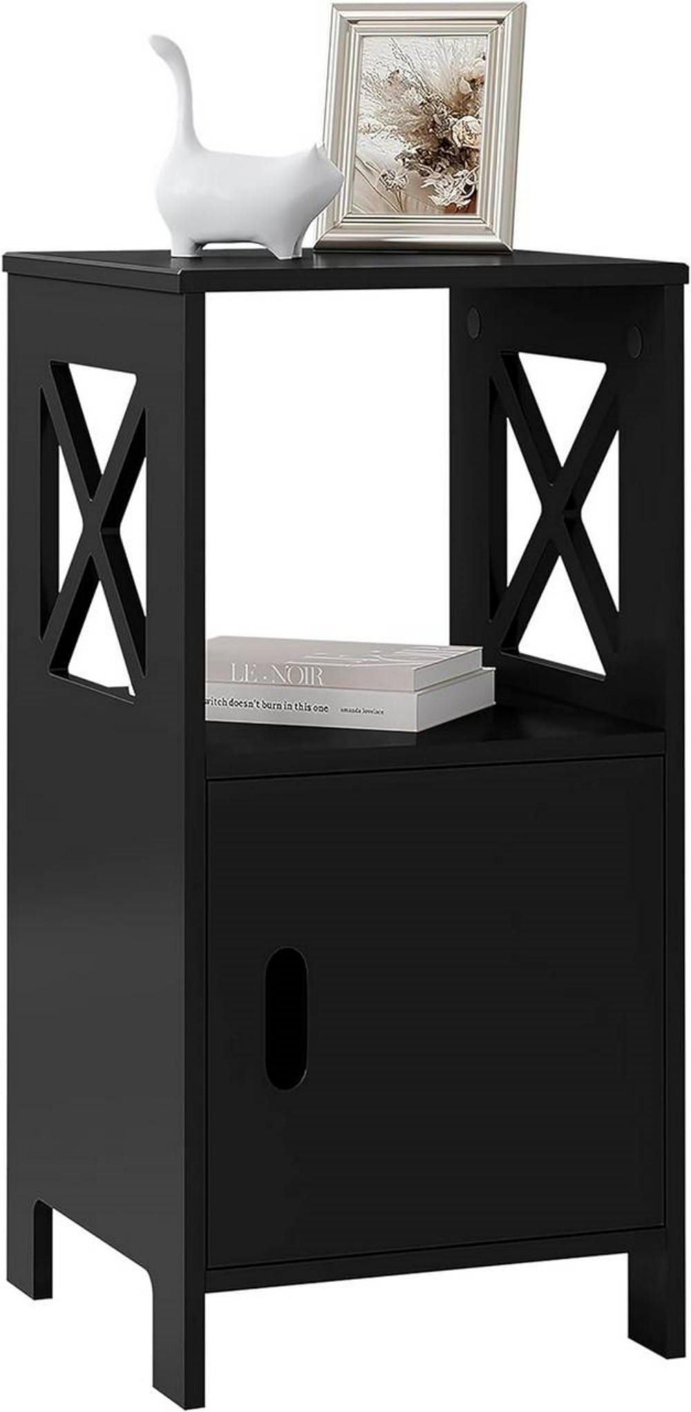 NACHTTISCH schmal, 30x60x30 cm, Schwarz - Schwarz, Holzwerkstoff (30/60/30cm) - Woltu