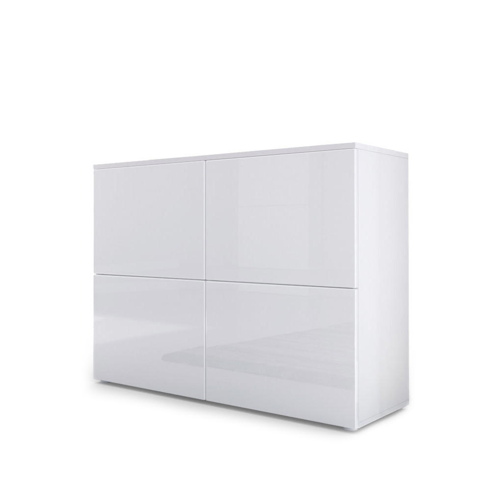 KOMMODE Rova Weiß Hochglanz / Weiß Hochglanz - Weiß Hochglanz, Holzwerkstoff (92/72/35cm) - Vladon