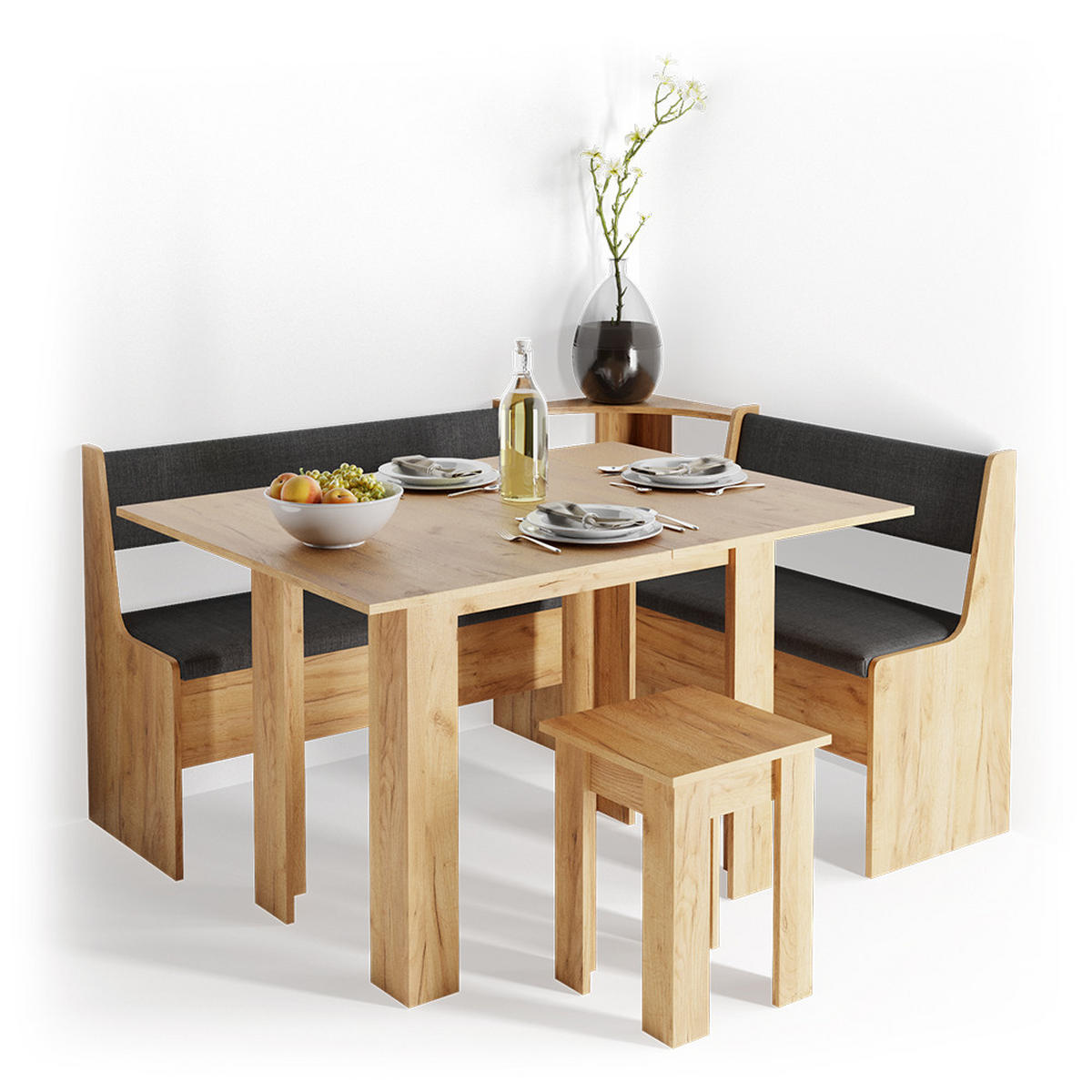 JÍDELNÍ STŮL SE ŽIDLÍ Roman Zlatý mocný dub - medově dubová, kompozitní dřevo (60/76.6/90cm) - Vicco