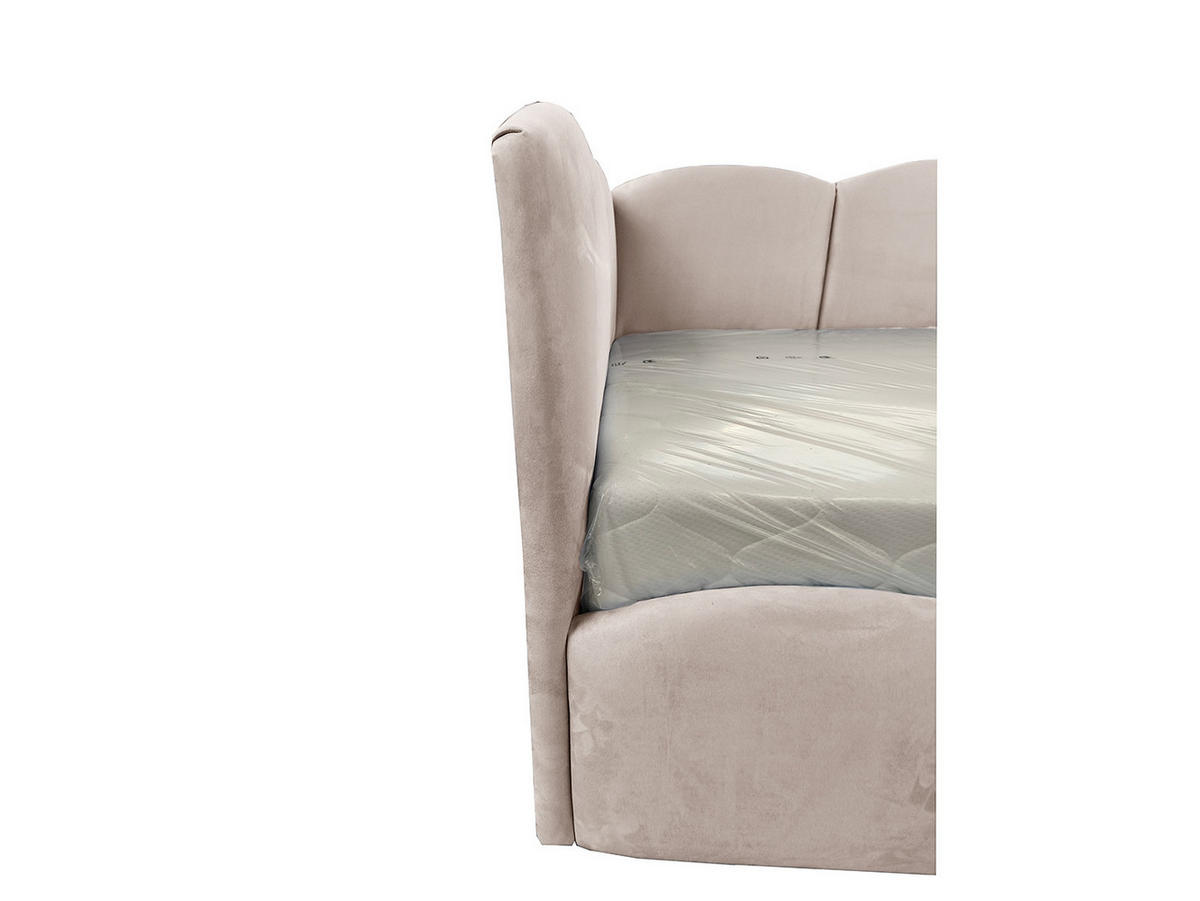 KINDERBETT TIM 90x200 rechts Beige mit Bettkasten & Rausfallschutz - Beige, Textil (90/200cm) - KS Home Concept