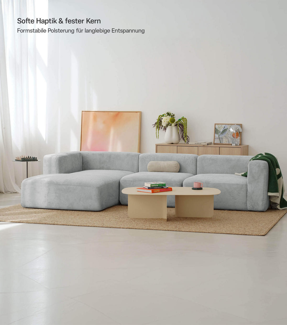 ECKSOFA modular Cubo 4-Sitzer - Grau, Textil (314/179cm) - Mokebo