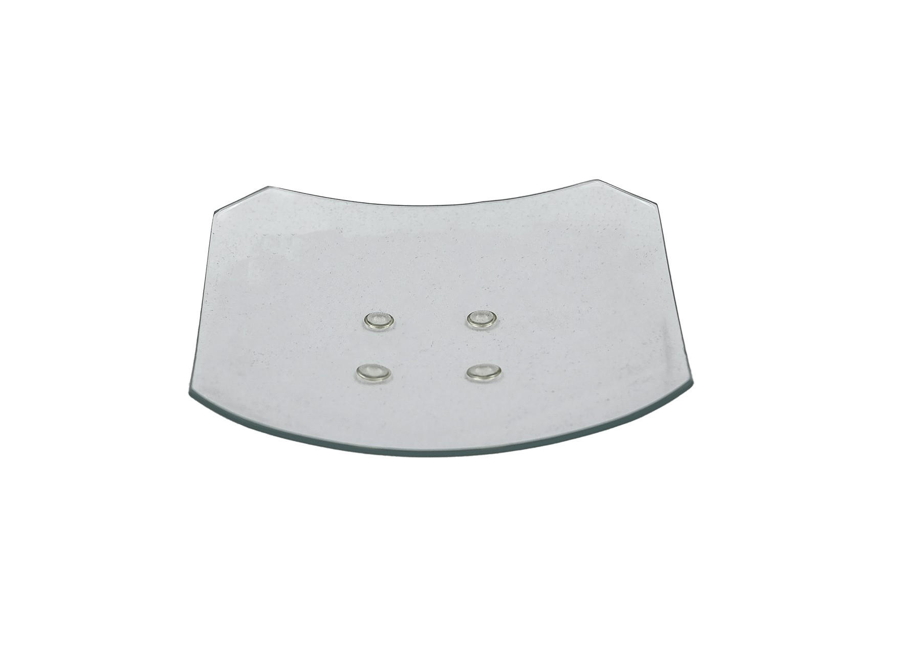 KERZENTELLER, Glasteller Eckig 12 x 12 cm mit 2 Kanten - Transparent, Paraffin (12/0.5/12cm) - Holfeuer Crystal Design