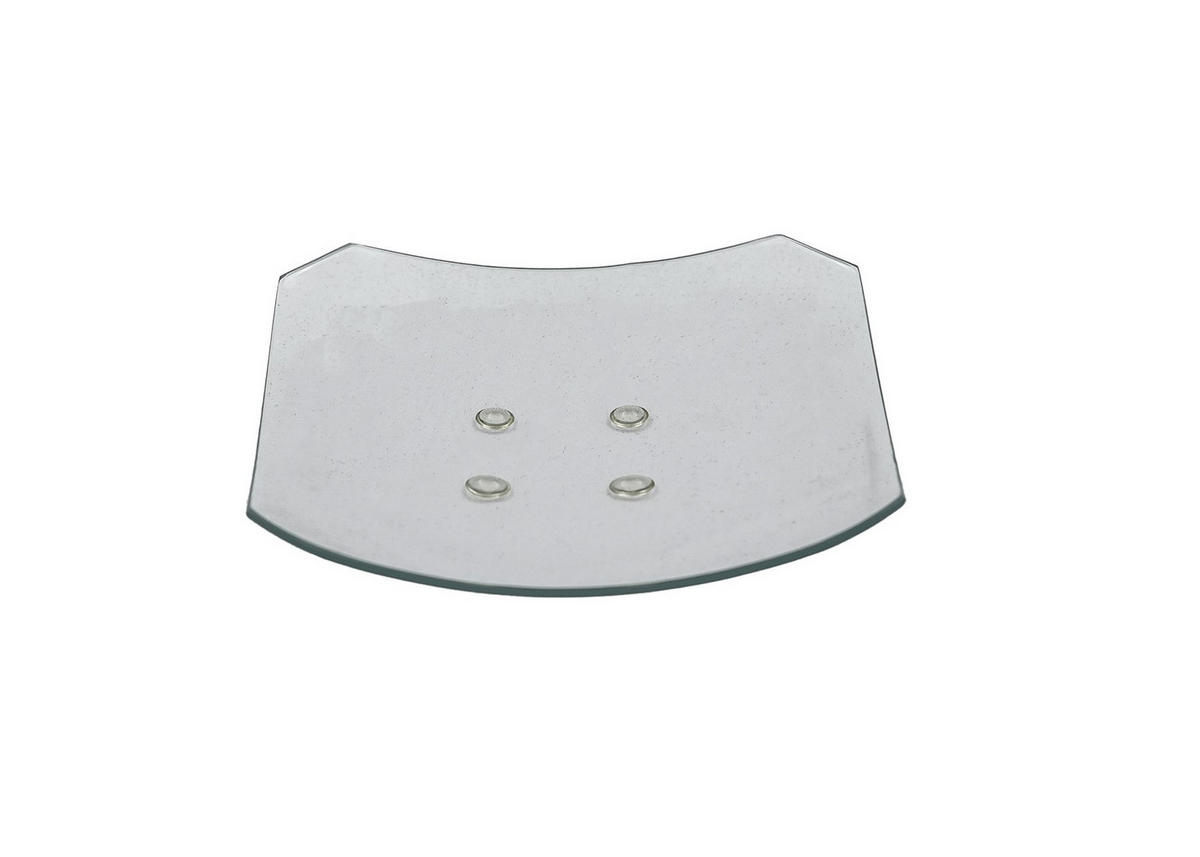 KERZENTELLER, Glasteller Eckig 12 x 12 cm mit 2 Kanten - Transparent, Paraffin (12/0.5/12cm) - Holfeuer Crystal Design