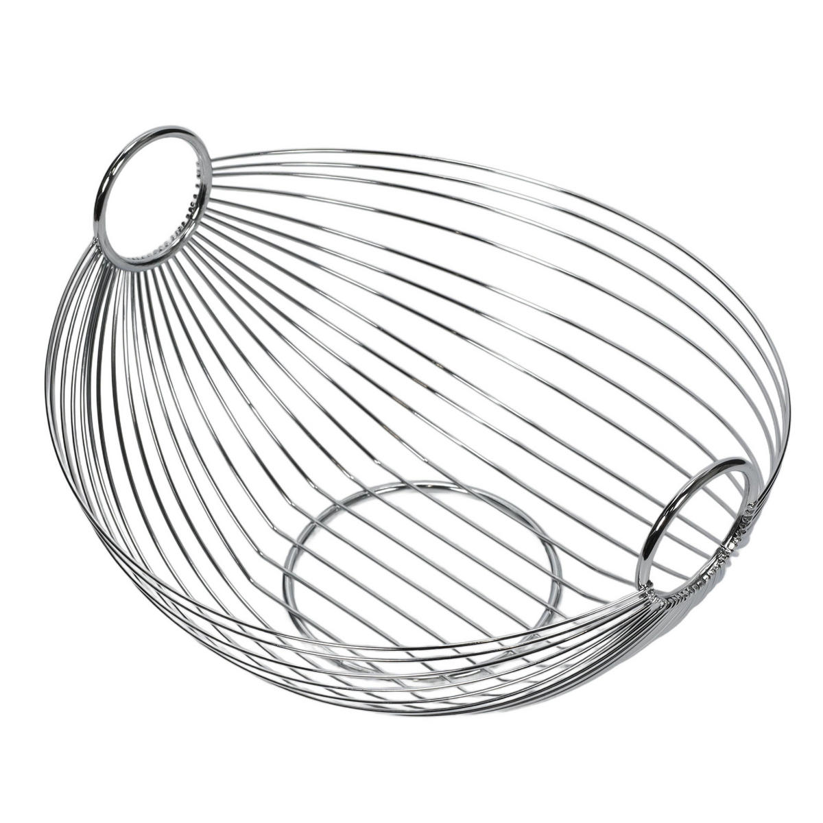 OBST- und Gemüsekorb - Metall oval Silbern 28/25,5/16 cm - Silberfarben, Metall (16cm) - ZELLER