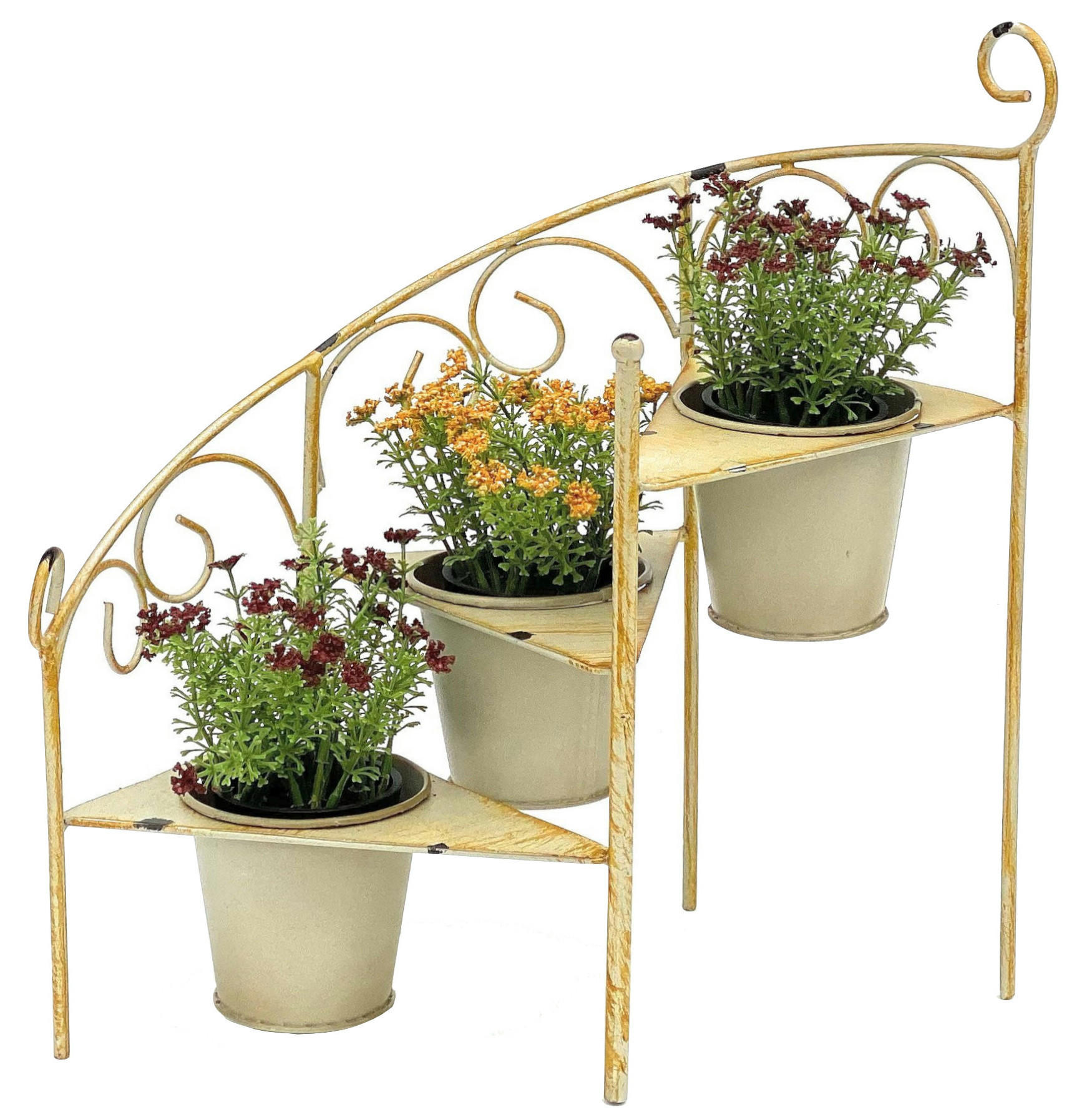 BLUMENTREPPE Metall 38 cm Blumenständer mit 3 Töpfe Gelb - Gelb, Metall (33/38/21cm) - DanDiBo