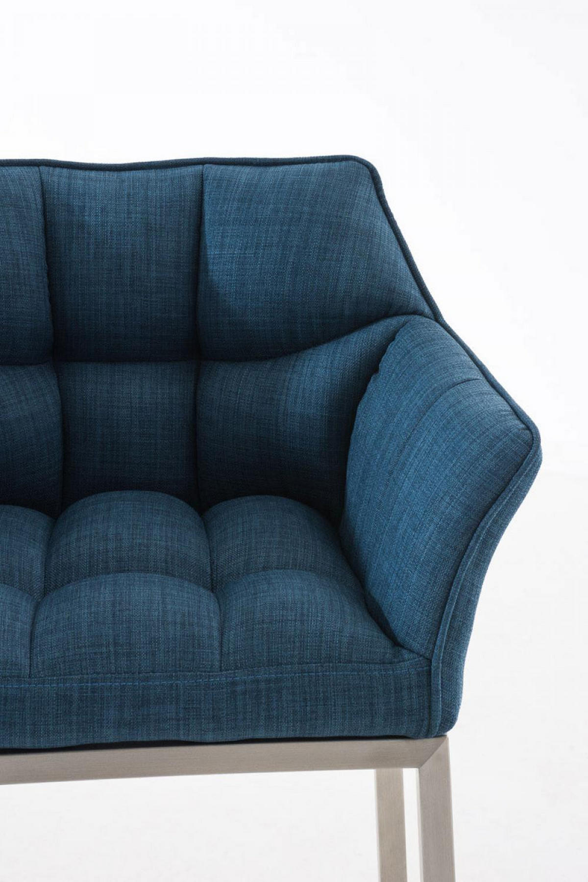 BARHOCKER Stoff blau - Blau/Edelstahlfarben, Textil/Metall (64/110/48cm) - CLP