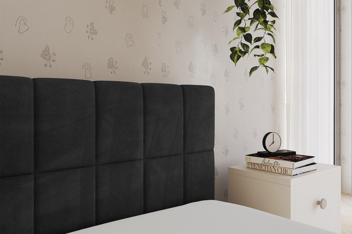 EINZELLBETT Jugendbett mit Bettkasten, Links - TULY 90x200 Schwarz - Schwarz, Holzwerkstoff/Textil (90/200cm) - ALTDECOR