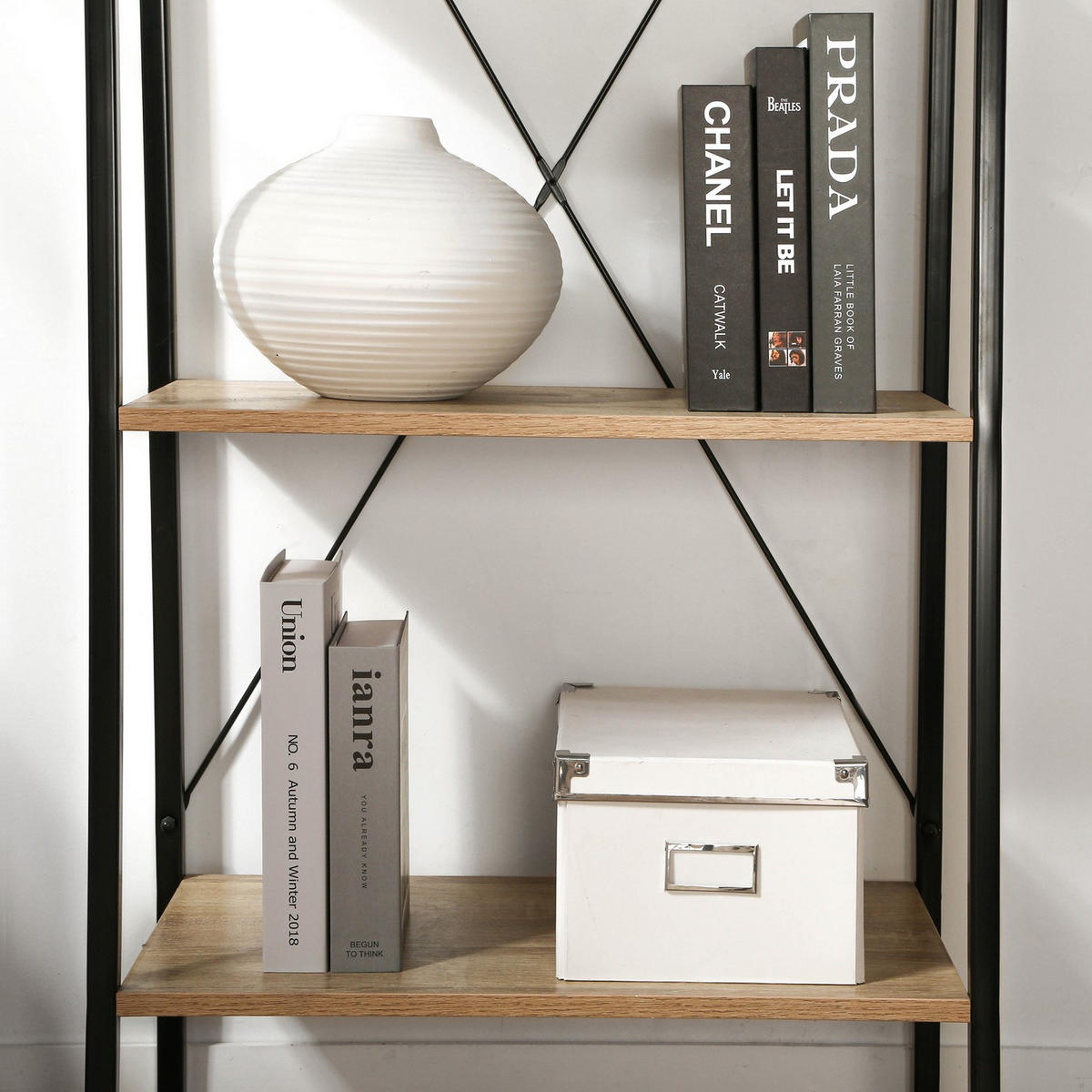 AUFBEWAHRUNGSREGAL mit 4 Ebenen im Industrial-Stil - L60 cm - Apfelbaumfarben, Metall (32.5/148/60cm) - Calicosy