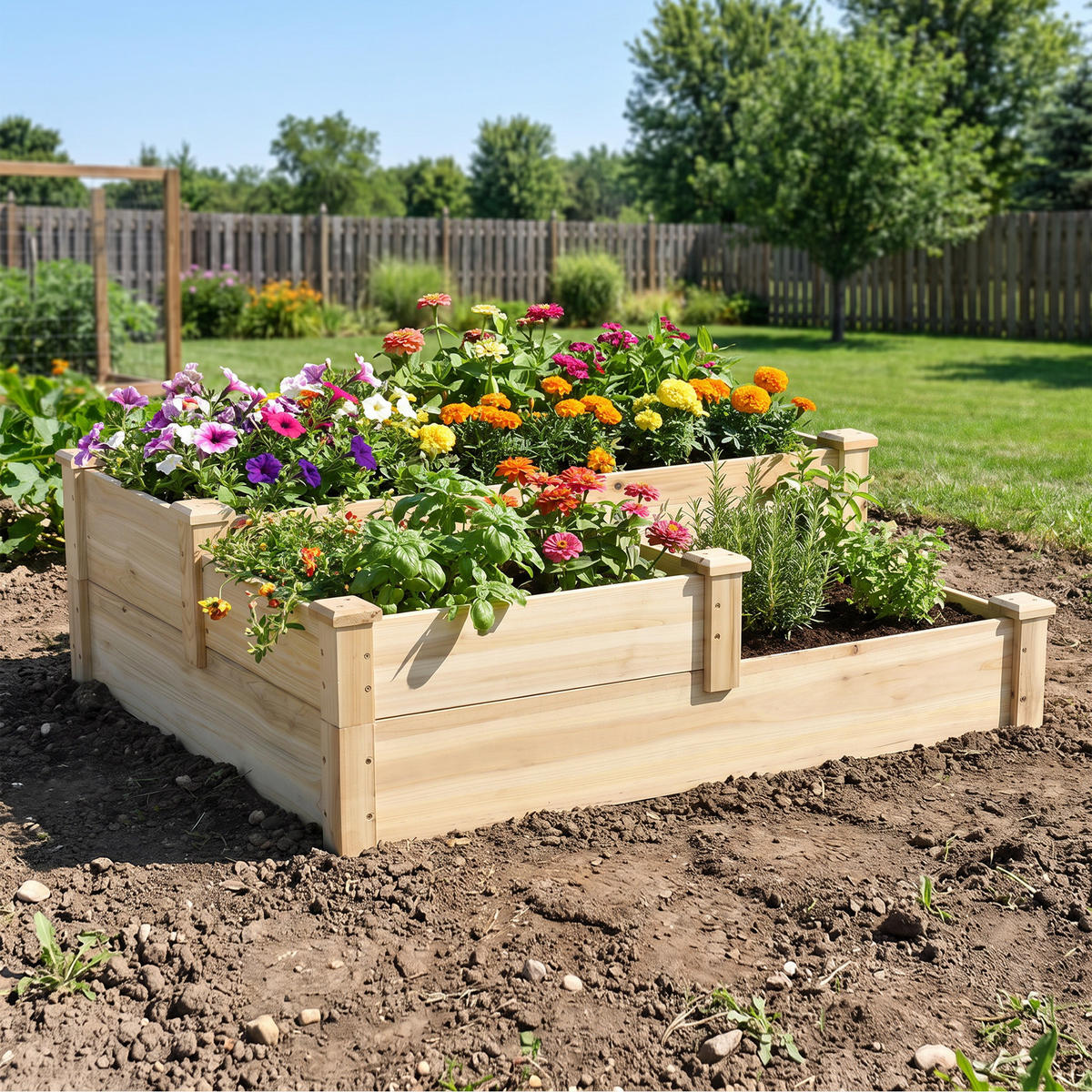 HOCHBEET, Tanne, Naturholz - Naturfarben, Holz (88/36/108cm) - Outsunny