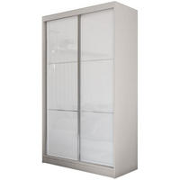 SCHWEBETÜRENSCHRANK Viva 120/216/61 kaschmir mit Lacobel-Glas - Kaschmir, Holzwerkstoff (120/216/61cm) - Beautysofa