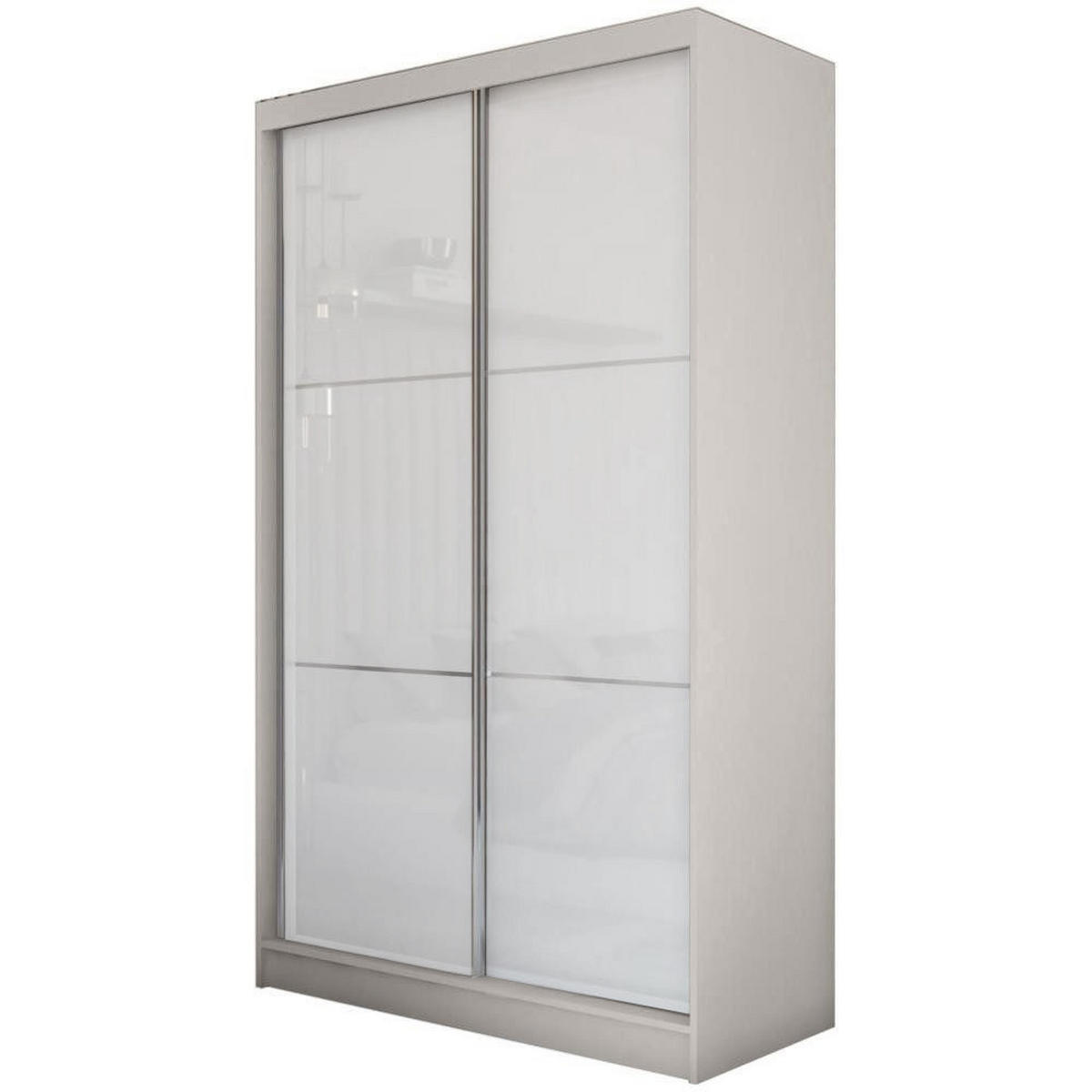 SCHWEBETÜRENSCHRANK Viva 120/216/61 kaschmir mit Lacobel-Glas - Kaschmir, Holzwerkstoff (120/216/61cm) - Beautysofa