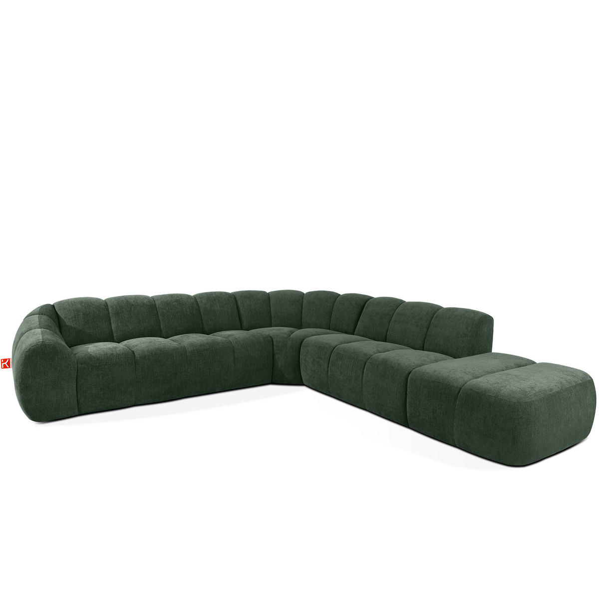 ECKSOFA RECHTS FLAVA, Dunkelgrün - Dunkelgrün, Holz/Holzwerkstoff (310/314cm) - KONSIMO®