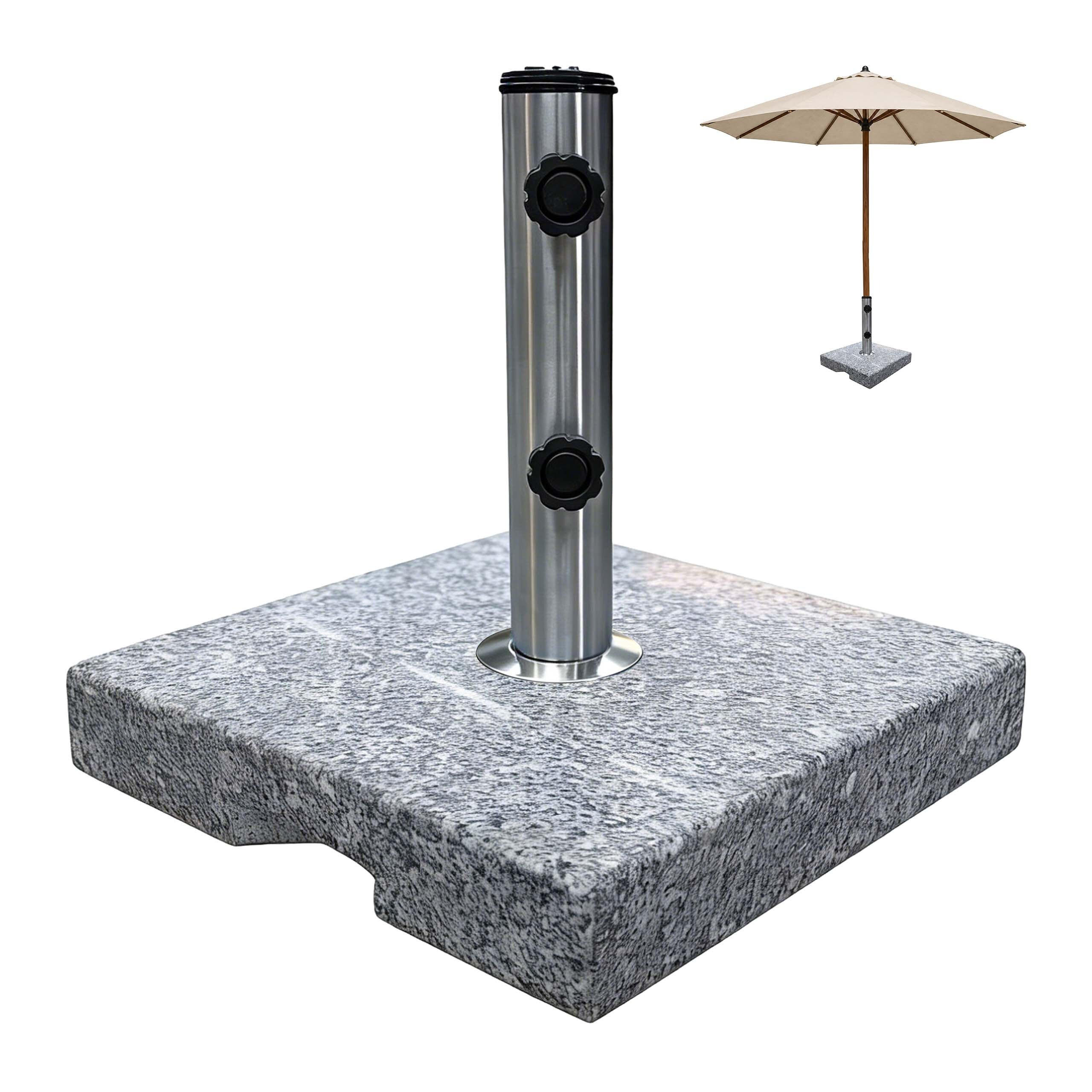STOJAN NA SLNEČNÍK Sivá Strieborná žula nehrdzavejúca oceľ 24 kg štvorcový - sivá, kov/plast (38/38cm) - Relaxdays