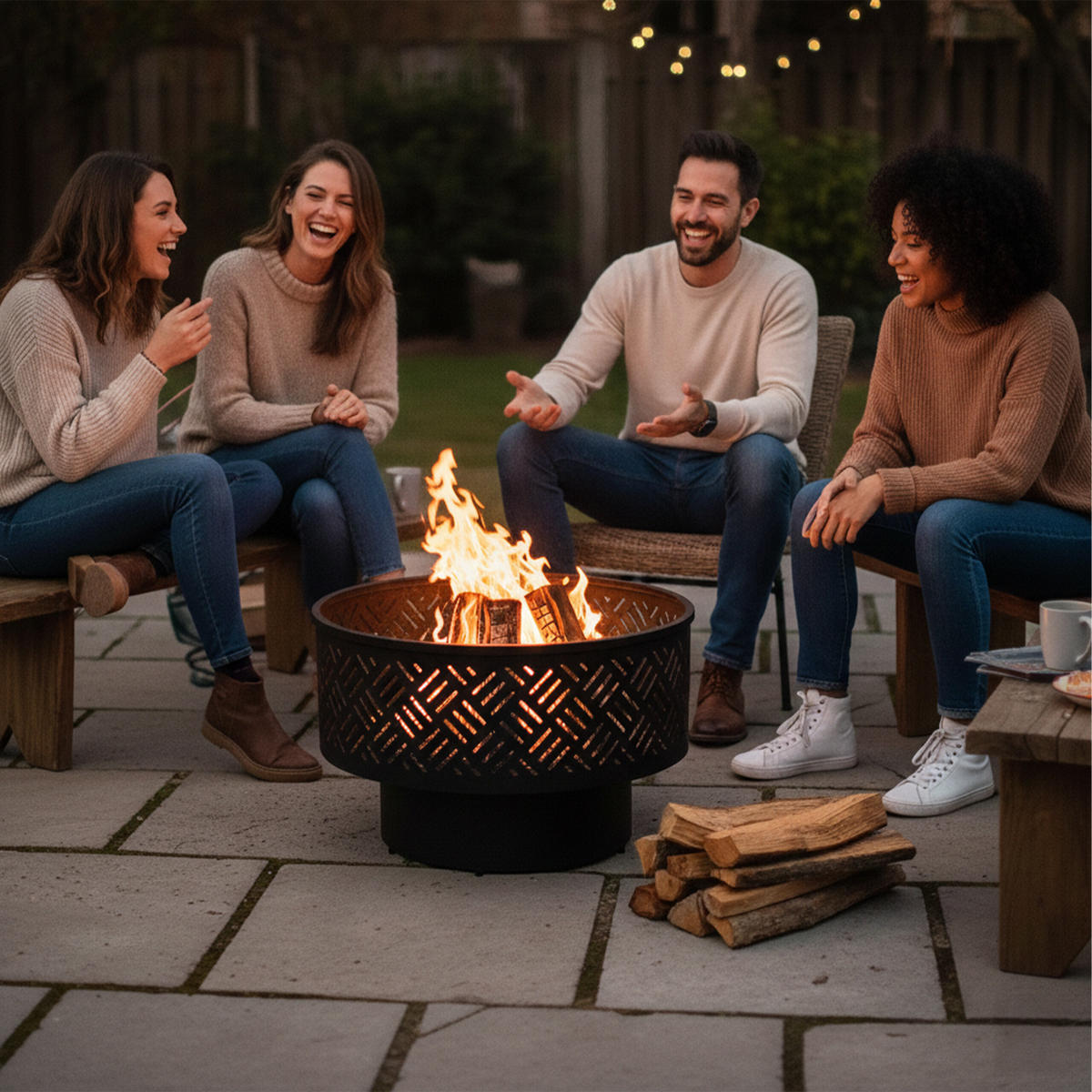 FEUERSCHALE - Schwarz, Textil/Metall (66/43/66cm) - Relaxdays