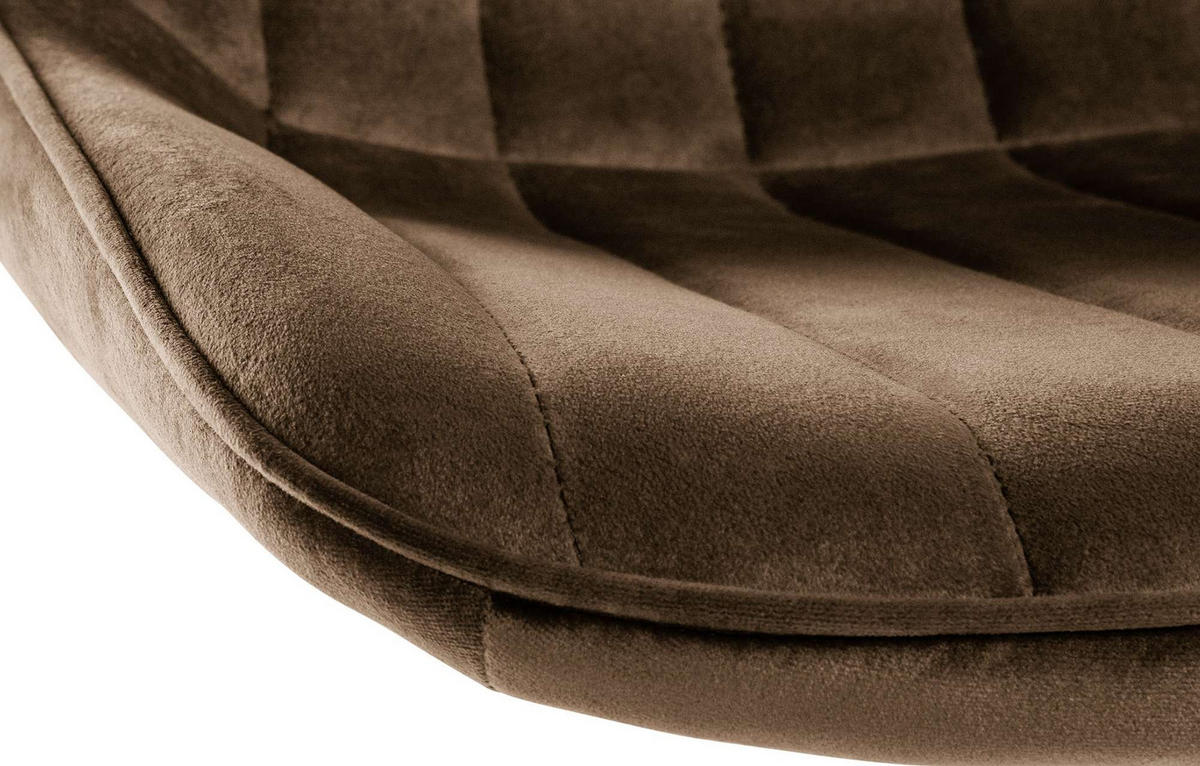 BARHOCKER 2er Set Samt Braun - Braun, Textil/Metall (49.5/91/50cm) - CLP