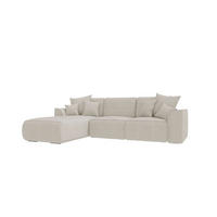 ECKSOFA GUSTO Cordstoff Greige Links inkl. Schlaffunktion - Chromfarben/Greige, Kunststoff/Textil (295/194cm) - 99rooms