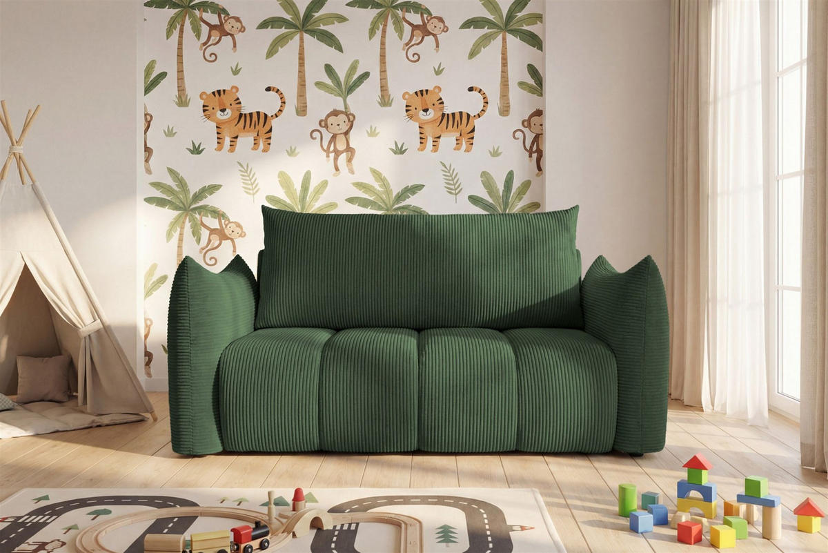 SOFA 2er-sitzer Ontario Mit Liegefunktion - Grün, Holzwerkstoff/Textil (162/86/101cm) - Fun Möbel
