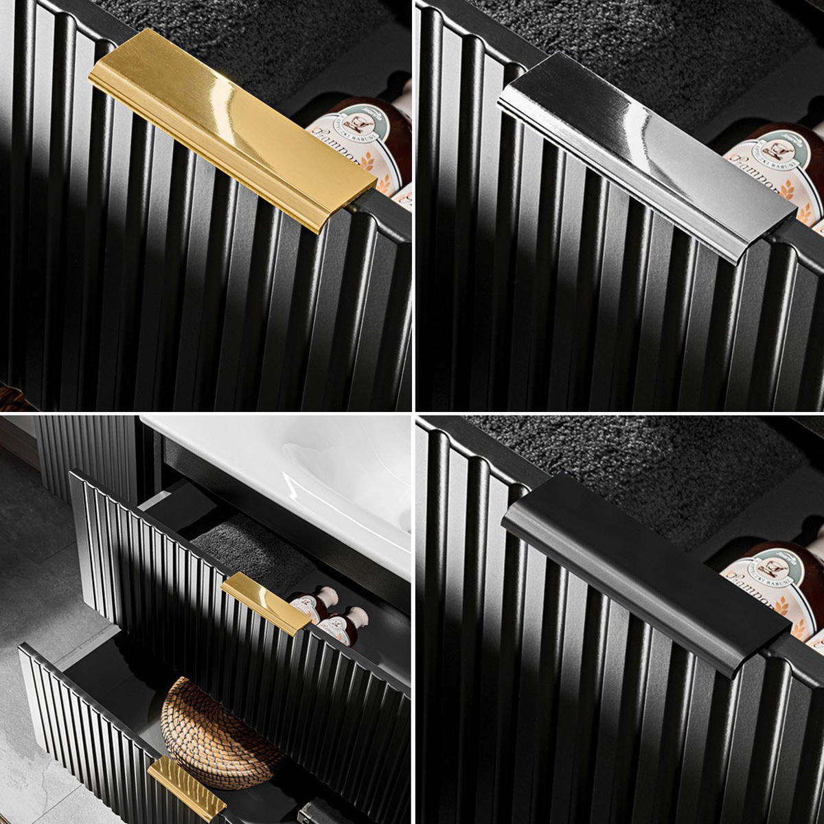 BADMÖBEL-SET 4-TLG. Adelaide-56 - Schwarz, Holzwerkstoff (180/200/47cm) - Lomado