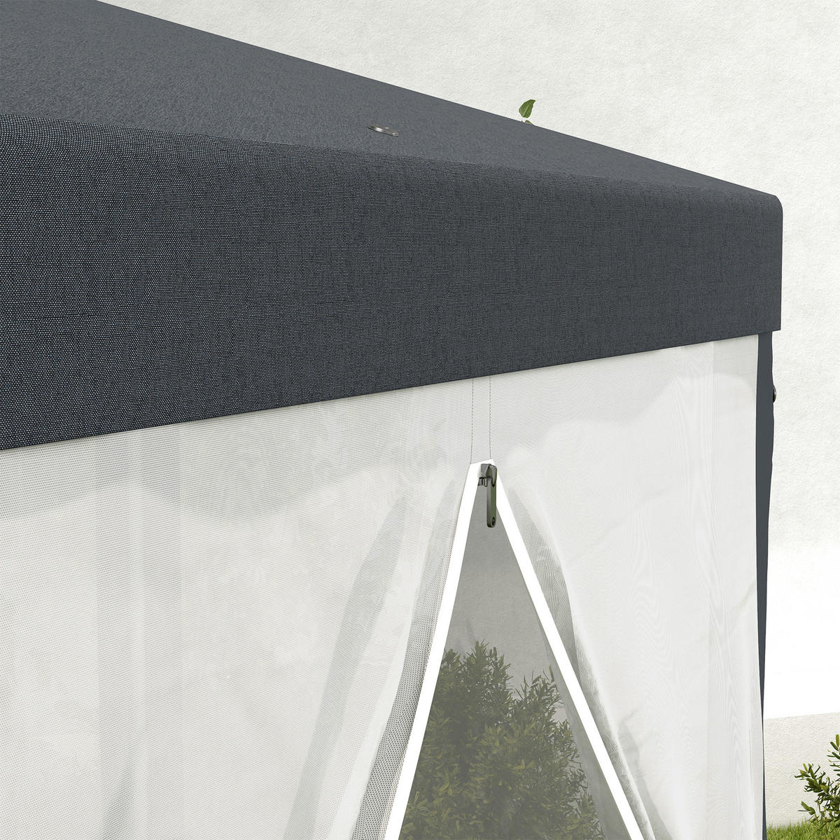 GARTENPAVILLON, 6-eckig, Netzvorhänge, Metallgestell, 3,94x3,412x2,5m, Dunkelgrau - Dunkelgrau, Metall (394/250/341.2cm)