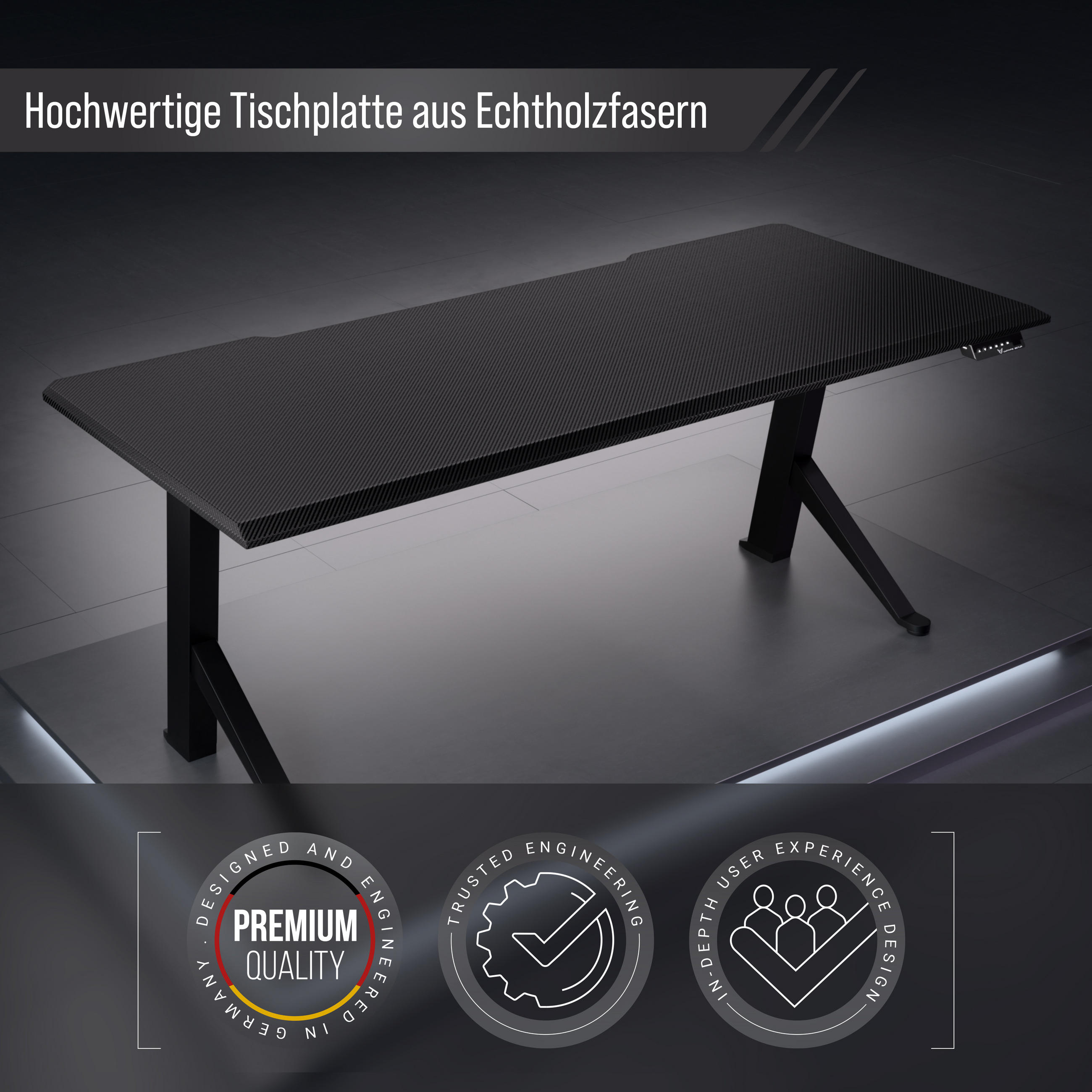 TISCHPLATTE 160x80, Schreibtischplatte 160x80 cm - Outline, Carbon-Optik - Anthrazit, Holzwerkstoff (160/80/2.5cm) - Ultimate Setup