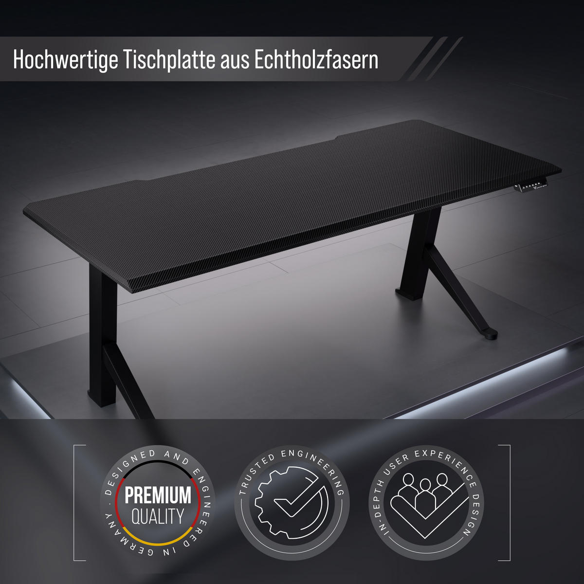 TISCHPLATTE 180x80, Schreibtischplatte 180x80 cm - Outline, Carbon-Optik - Anthrazit, Holzwerkstoff (180/80/2.5cm) - Ultimate Setup