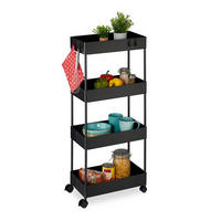 ROLLWAGEN - Schwarz, Kunststoff/Metall (40/93/22cm) - Relaxdays