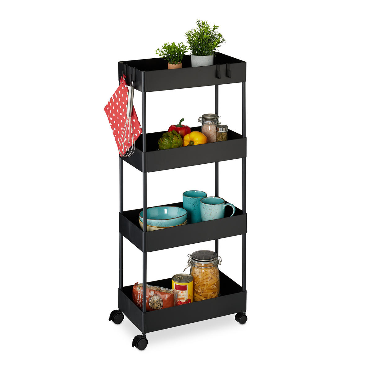 ROLLWAGEN - Schwarz, Kunststoff/Metall (40/93/22cm) - Relaxdays