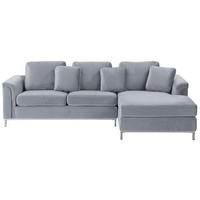 ECKSOFA Samtstoff Grau rechtsseitig Oslo - Grau, Textil (270/151cm) - Beliani
