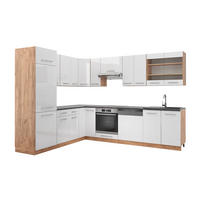 ECKKÜCHE Fame-Line Weiß Hochglanz/Goldkraft Eiche 227 x 60 cm ohne AP - Weiß Hochglanz/Eiche Wotan, Holzwerkstoff (287/81.6/46cm) - Vicco