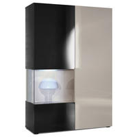 VITRINE Morena Tür und Einsatz in Sandgrau Hochglanz - Sandfarben, Holzwerkstoff (91.5/136.5/37cm) - Vladon