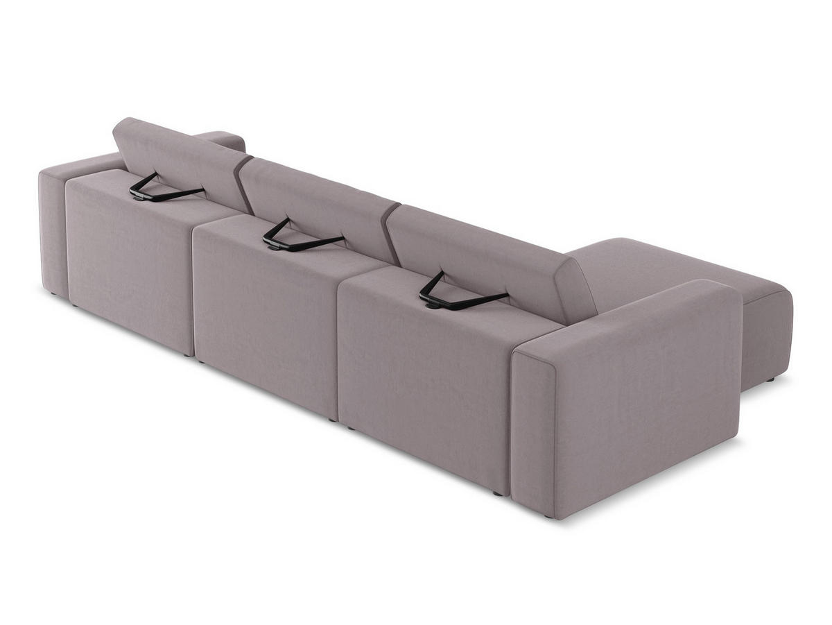 ECKSOFA Links Samt Stoff Violett - Lila/Flieder, Kunststoff/Textil (167/314cm) - Makamii