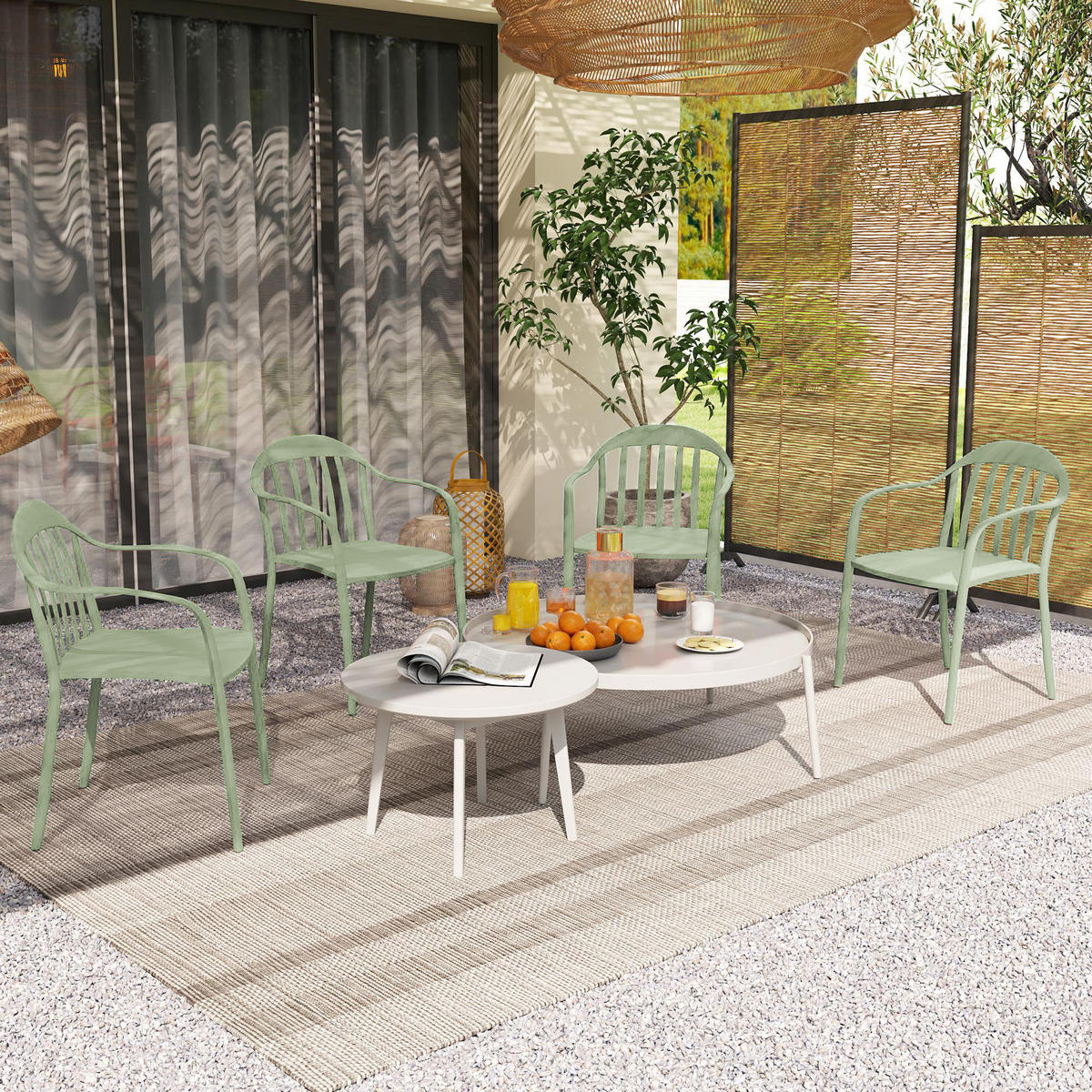 GARTENSTUHL 4er-Set aus Kunststoff - Grün, Kunststoff (54/78/57cm) - Outsunny