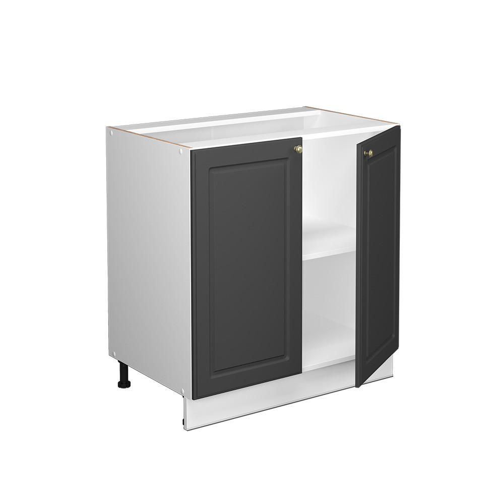 SPÜLENUNTERSCHRANK Fame-Line Anthrazit-Gold 80 cm mit Regal, AP Marmor - Anthrazit/Graphitfarben, Holzwerkstoff (80/82/60cm) - Vicco