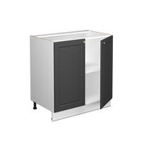 SPÜLENUNTERSCHRANK Fame-Line Anthrazit-Gold 80 cm mit Regal, AP Marmor - Anthrazit/Graphitfarben, Holzwerkstoff (80/82/60cm) - Vicco