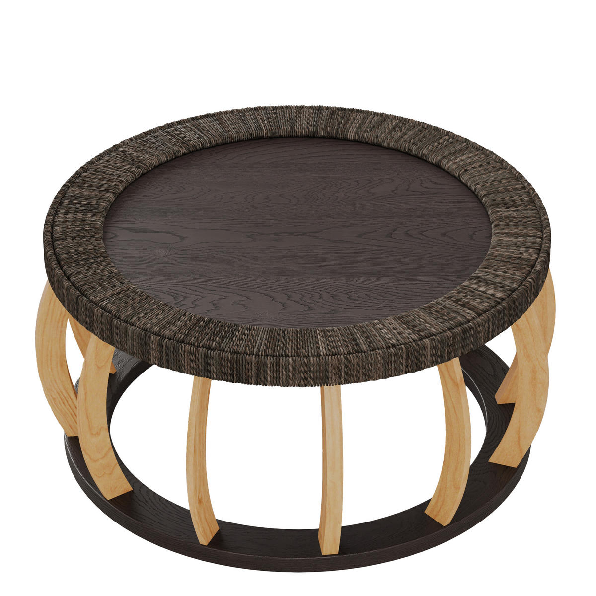 COUCHTISCH DE-016 Vintage Rattan Black - Schwarz, Holzwerkstoff (90/90/43cm) - ComfortXL