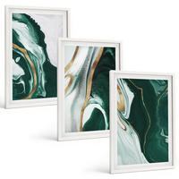 BILDER SET 3er Set - 40x60 cm Weißer Rahmen - Abstrakte grüne Farbmuster - Weiß, Kunststoff (40/60cm) - TULUP