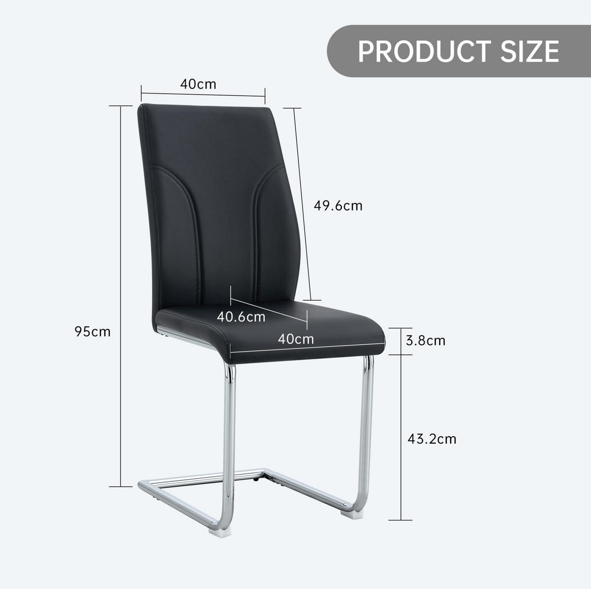 ESSZIMMERSTUHL 2er-Set PU-Leder Schwarz Silber - Schwarz, Metall (40/95/40.6cm) - Meubliv